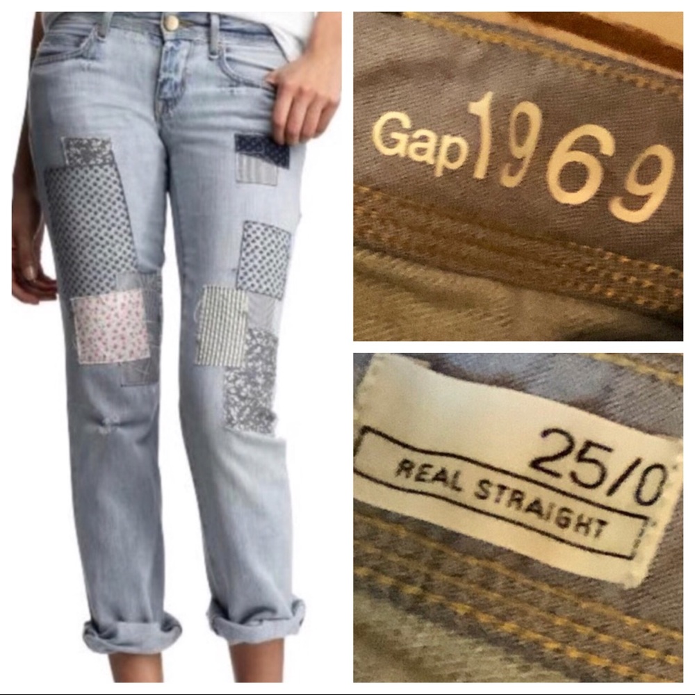 Gap 1969 Straight Leg Patchwork Jeans Size 25/0